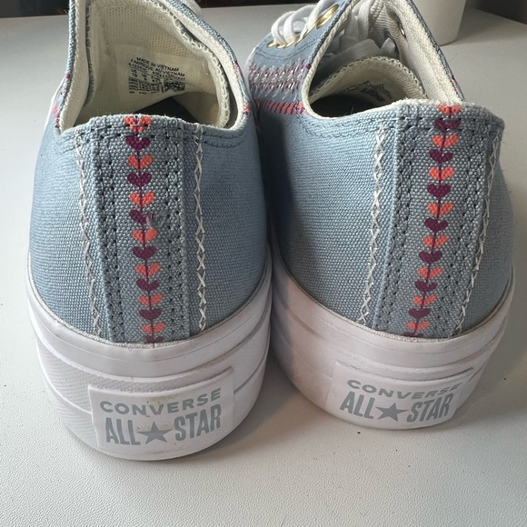 Converse Blue Sneakers with Floral Embroidery - Picture 3 of 7